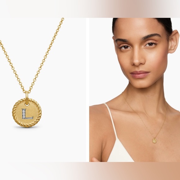 David Yurman Initial Charm Necklace
18K Yellow Gold with Diamond L. Like-new. - Picture 4 of 4